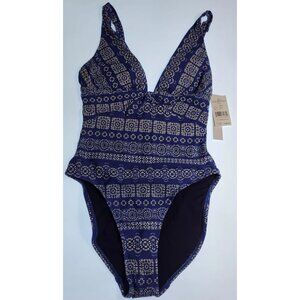 New Robin Piccone Ana One-Piece  Swimsuit size 8 Blue